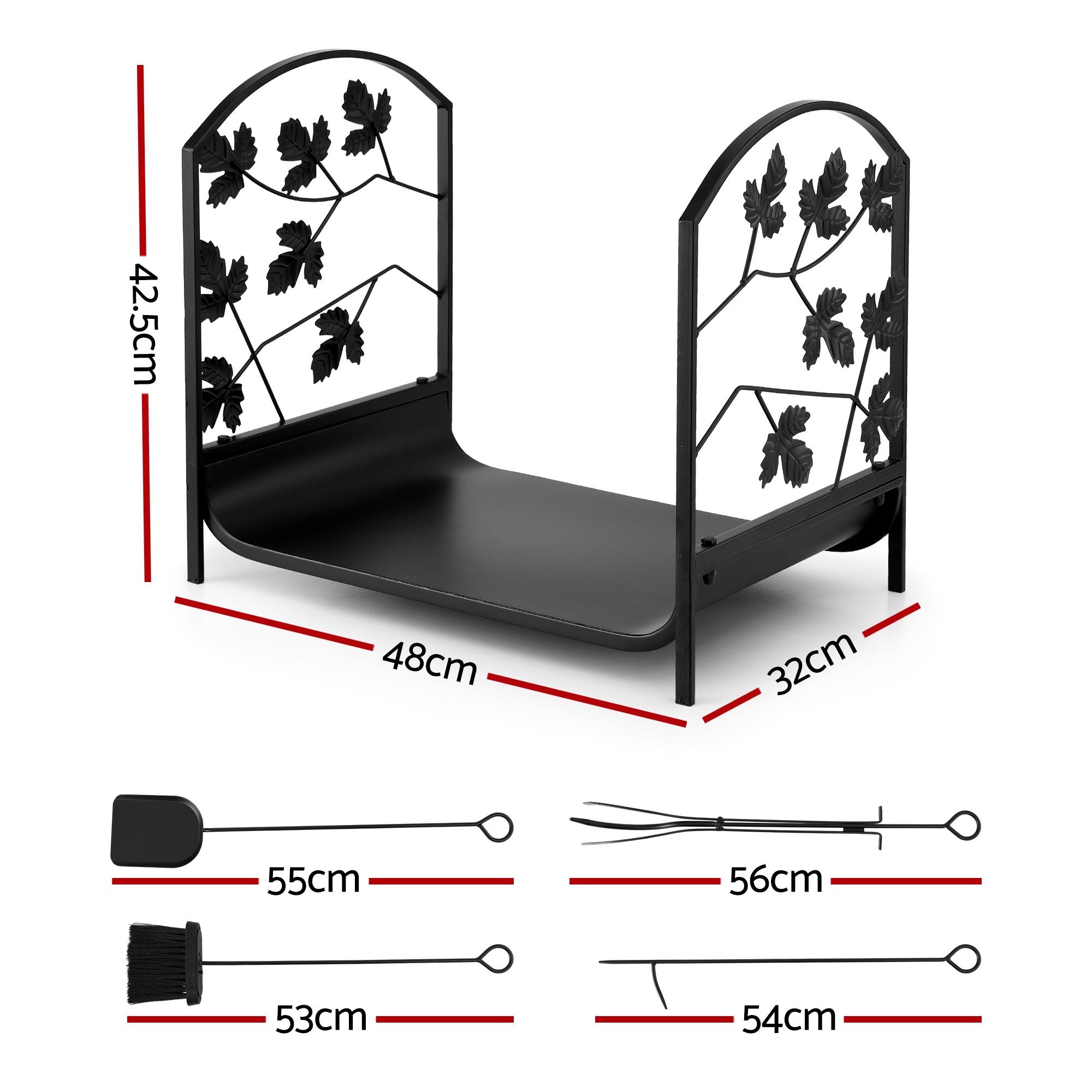 Firewood Rack 48cm Wood Rack Firewood Storage Indoor Outdoor Black - Home & Garden > Garden Tools > Gardening Accessories - Rivercity House & Home Co. (ABN 18 642 972 209) - Affordable Modern Furniture Australia