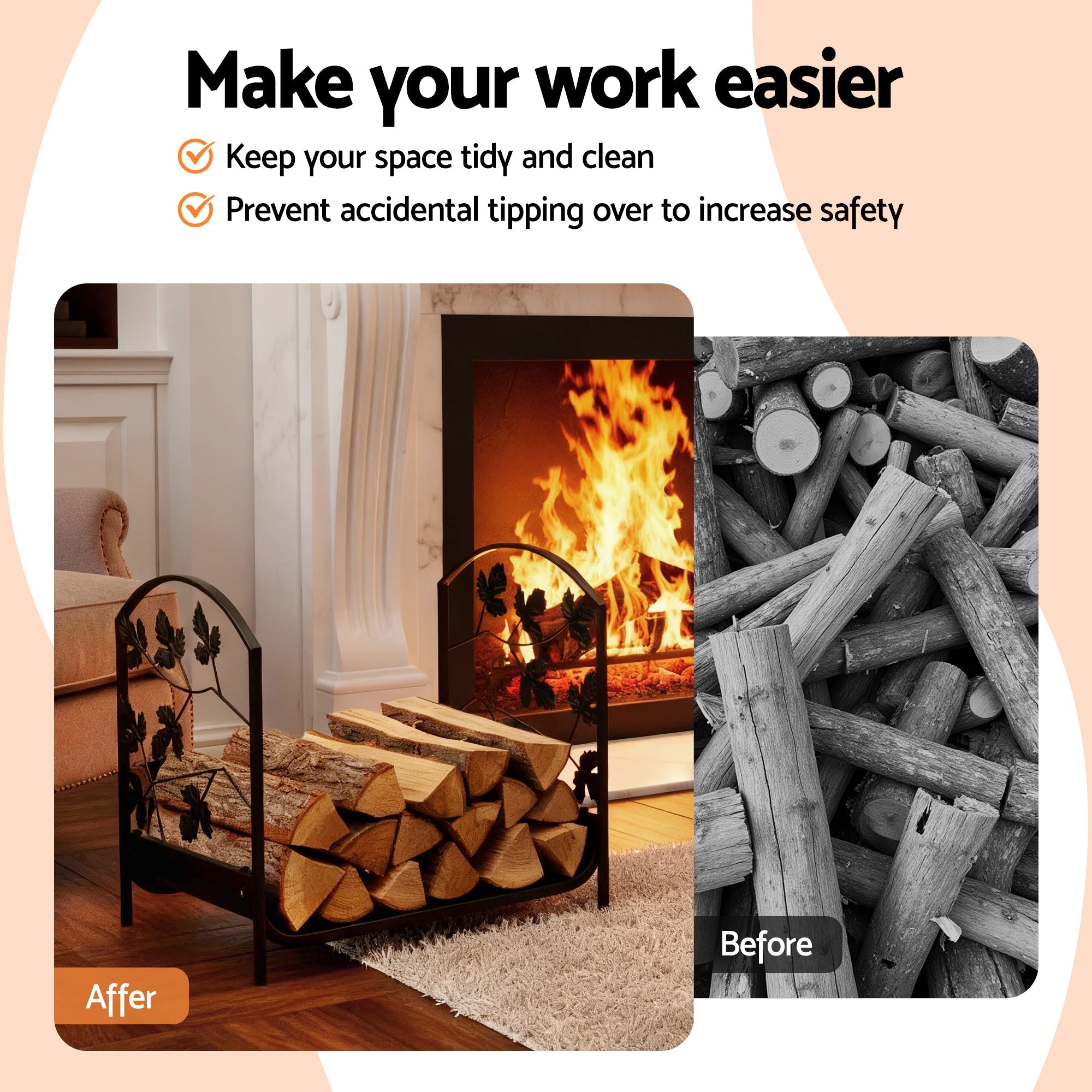 Firewood Rack 48cm Wood Rack Firewood Storage Indoor Outdoor Black - Home & Garden > Garden Tools > Gardening Accessories - Rivercity House & Home Co. (ABN 18 642 972 209) - Affordable Modern Furniture Australia