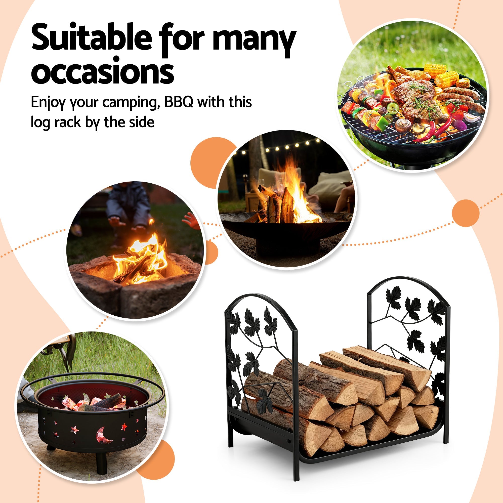 Firewood Rack 48cm Wood Rack Firewood Storage Indoor Outdoor Black - Home & Garden > Garden Tools > Gardening Accessories - Rivercity House & Home Co. (ABN 18 642 972 209) - Affordable Modern Furniture Australia
