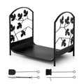 48cm Firewood Rack with Tools Heavy-Duty Wood Storage Indoor Outdoor - Black