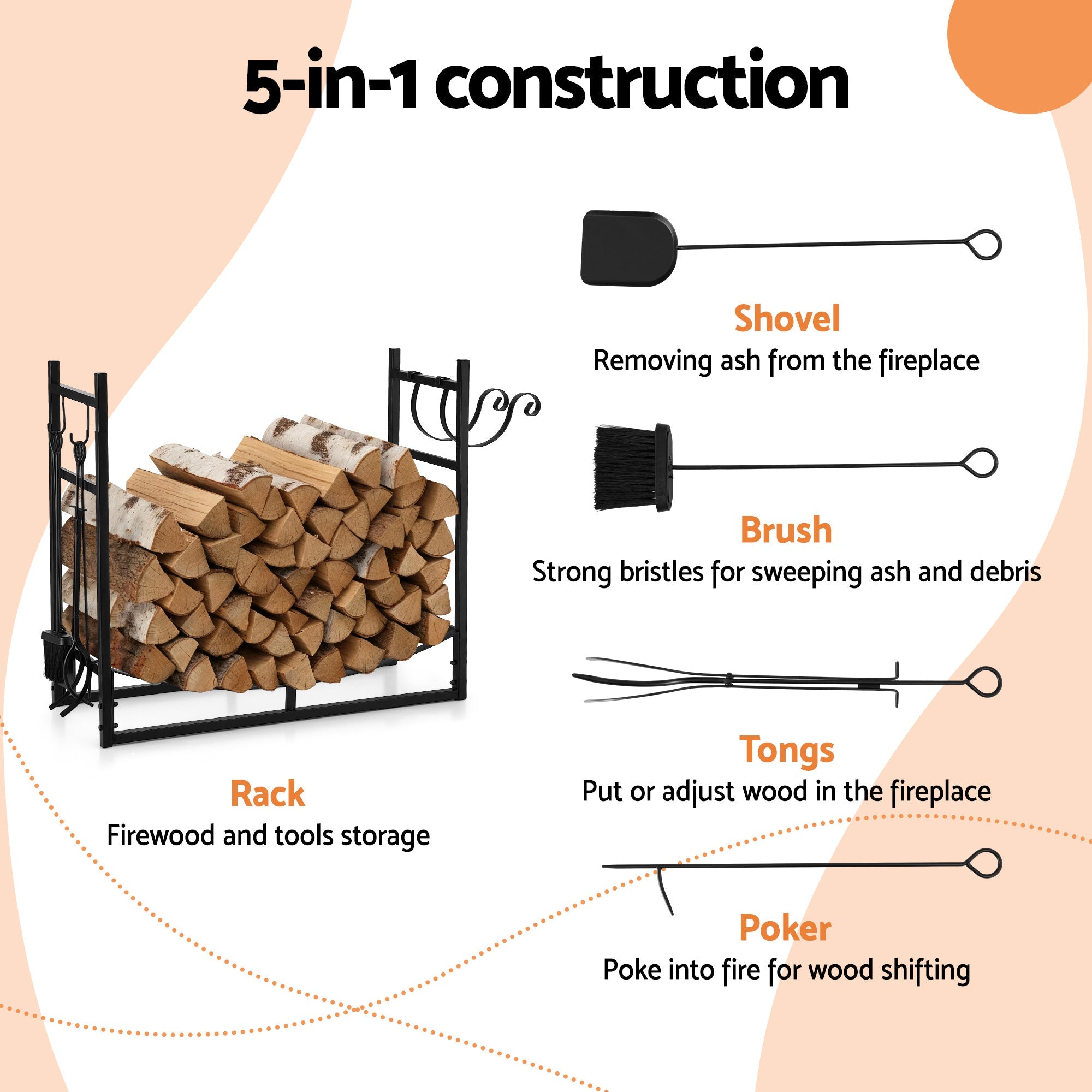 Firewood Rack 84cm Wood Rack Firewood Storage Indoor Outdoor Black - Home & Garden > Garden Tools > Gardening Accessories - Rivercity House & Home Co. (ABN 18 642 972 209) - Affordable Modern Furniture Australia