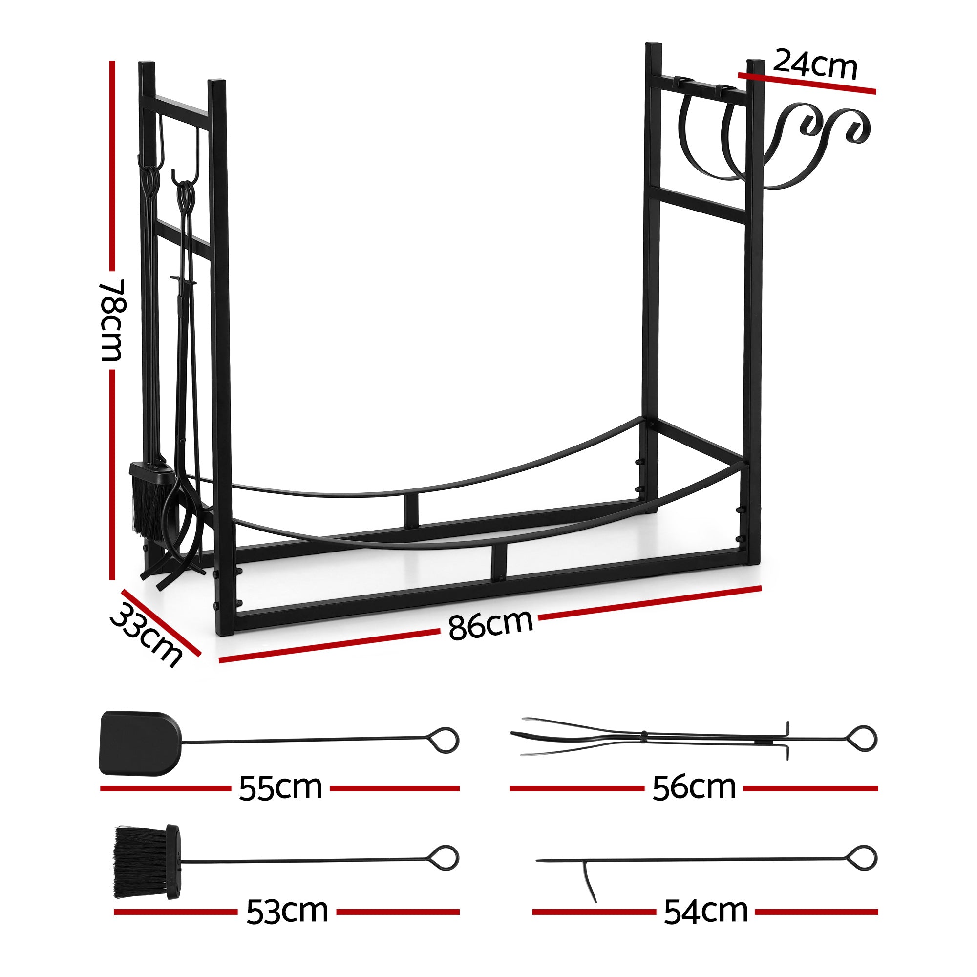 Firewood Rack 84cm Wood Rack Firewood Storage Indoor Outdoor Black - Home & Garden > Garden Tools > Gardening Accessories - Rivercity House & Home Co. (ABN 18 642 972 209) - Affordable Modern Furniture Australia