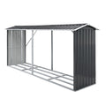 Firewood Storage Shed 334.5cm x 92cm Outdoor Log Rack Galvanised Steel - Grey
