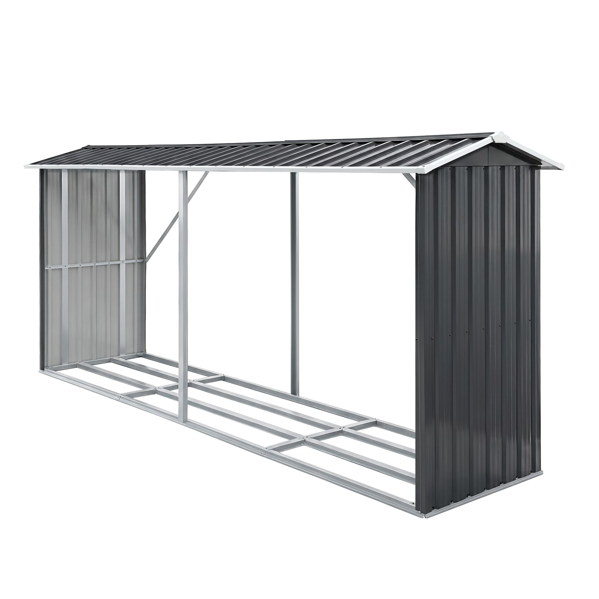 Firewood Storage Shed 334.5cm x 92cm Outdoor Log Rack Galvanised Steel - Grey - Home & Garden > Storage > Sheds - Rivercity House & Home Co. (ABN 18 642 972 209) - Affordable Modern Furniture Australia