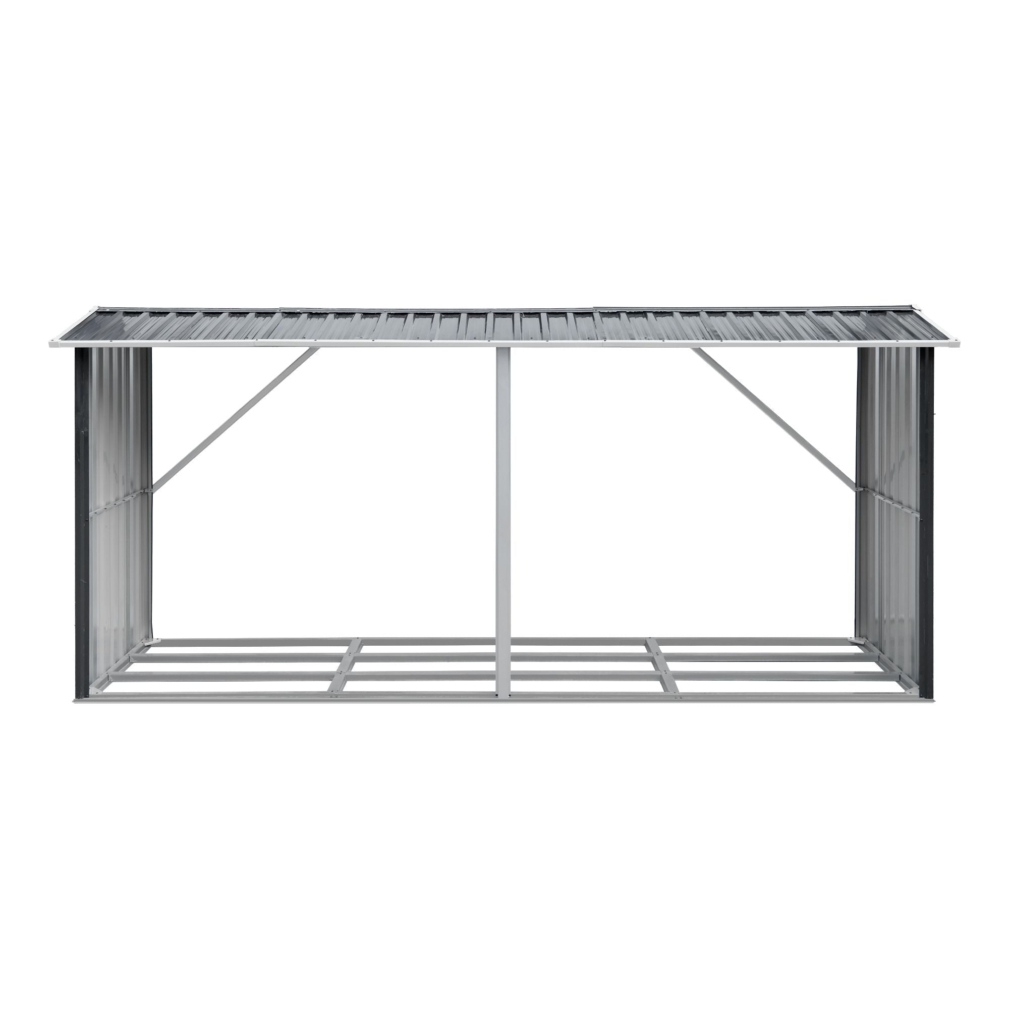 Firewood Storage Shed 334.5cm x 92cm Outdoor Log Rack Galvanised Steel - Grey - Home & Garden > Storage > Sheds - Rivercity House & Home Co. (ABN 18 642 972 209) - Affordable Modern Furniture Australia