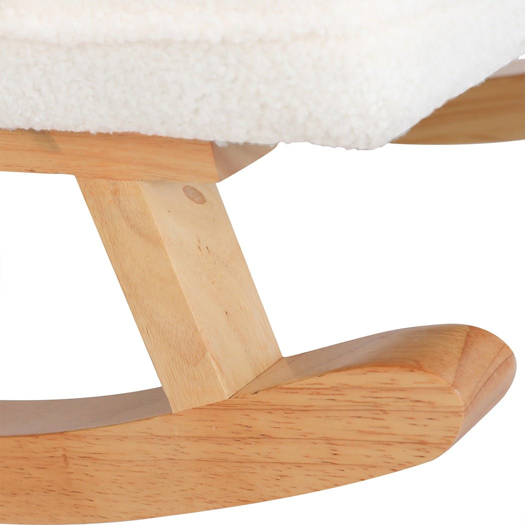Fleece Rocking Chair with Footstool - Beige - Rivercity House & Home Co. (ABN 18 642 972 209) - Affordable Modern Furniture Australia