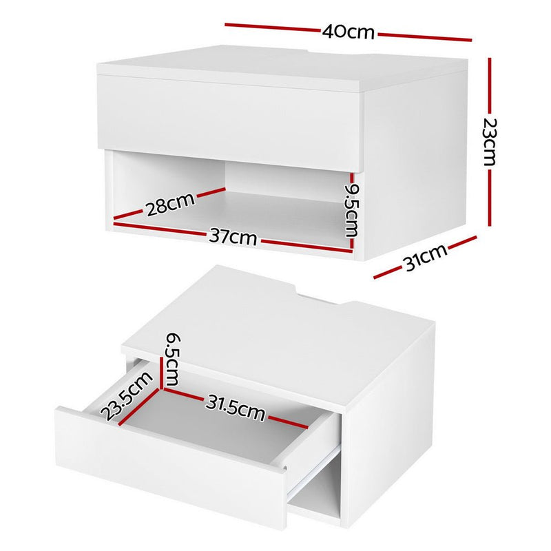 Floating Bedside Table Nightstand Drawer White - Furniture > Bedroom > Bedside Tables - Rivercity House & Home Co. (ABN 18 642 972 209) - Affordable Modern Furniture Australia