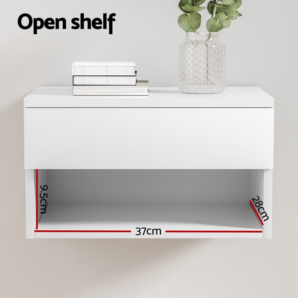 Floating Bedside Table Nightstand Drawer White - Furniture > Bedroom > Bedside Tables - Rivercity House & Home Co. (ABN 18 642 972 209) - Affordable Modern Furniture Australia