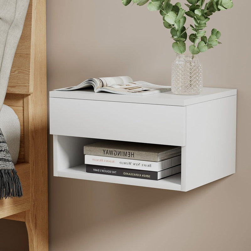 Floating Bedside Table Nightstand Drawer White - Furniture > Bedroom > Bedside Tables - Rivercity House & Home Co. (ABN 18 642 972 209) - Affordable Modern Furniture Australia