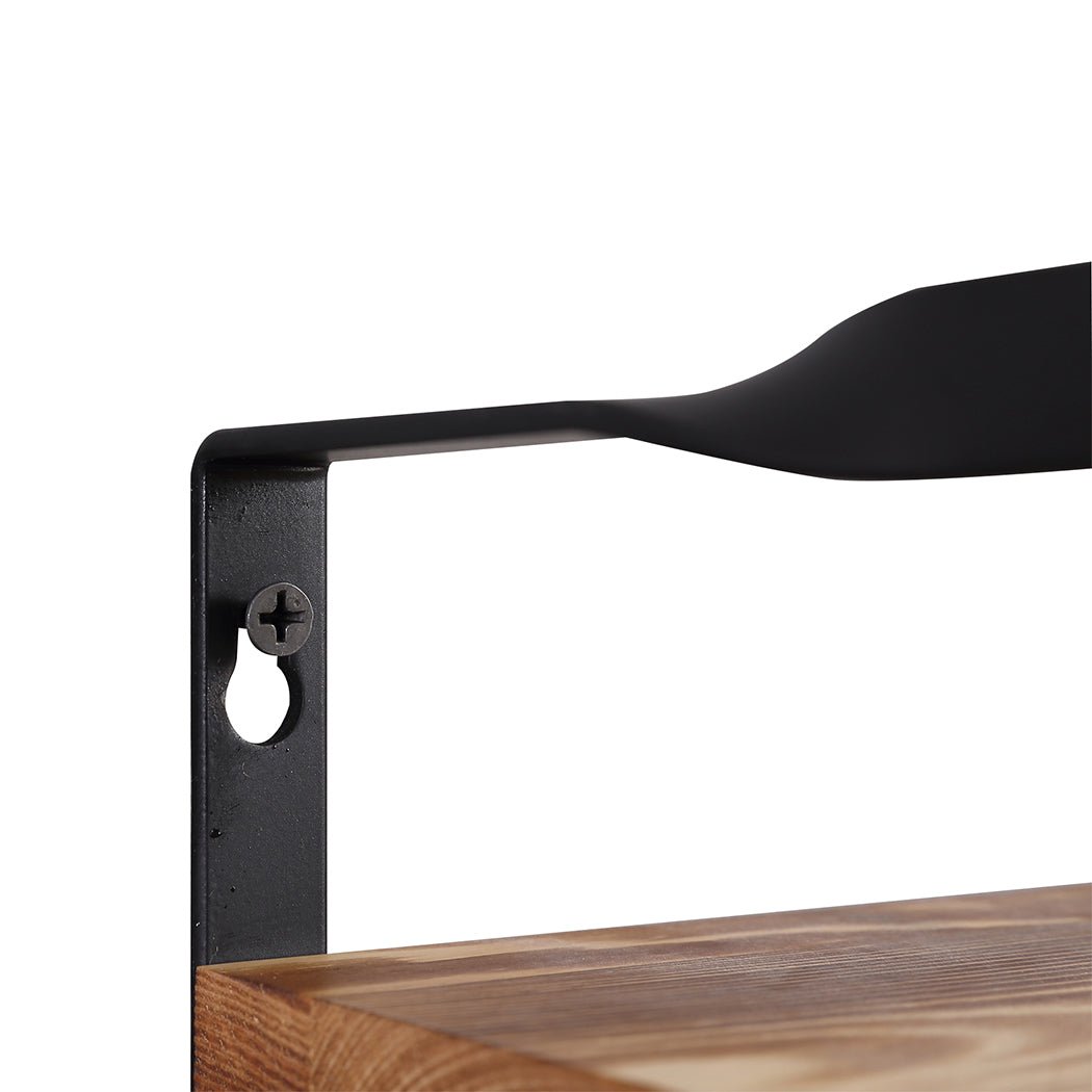 Floating Shelf with Metal Rail and Towel Bar 40cm x 15cm - Natural Wood - Rivercity House & Home Co. (ABN 18 642 972 209) - Affordable Modern Furniture Australia
