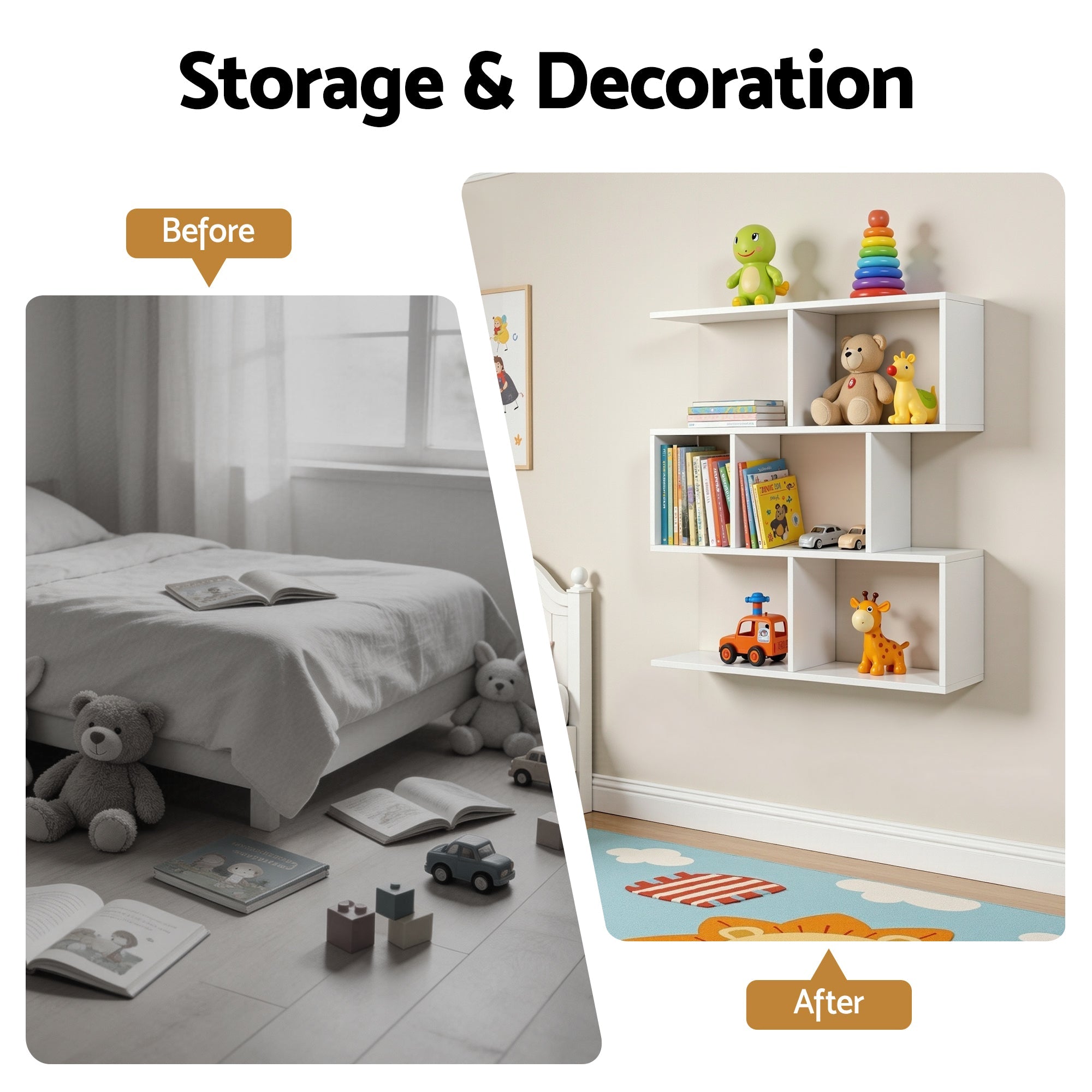 Floating Wall Shelf Bookshelf 3 - Tier Display Storage Organiser White - Furniture > Living Room > Bookcases & Shelves - Rivercity House & Home Co. (ABN 18 642 972 209) - Affordable Modern Furniture Australia