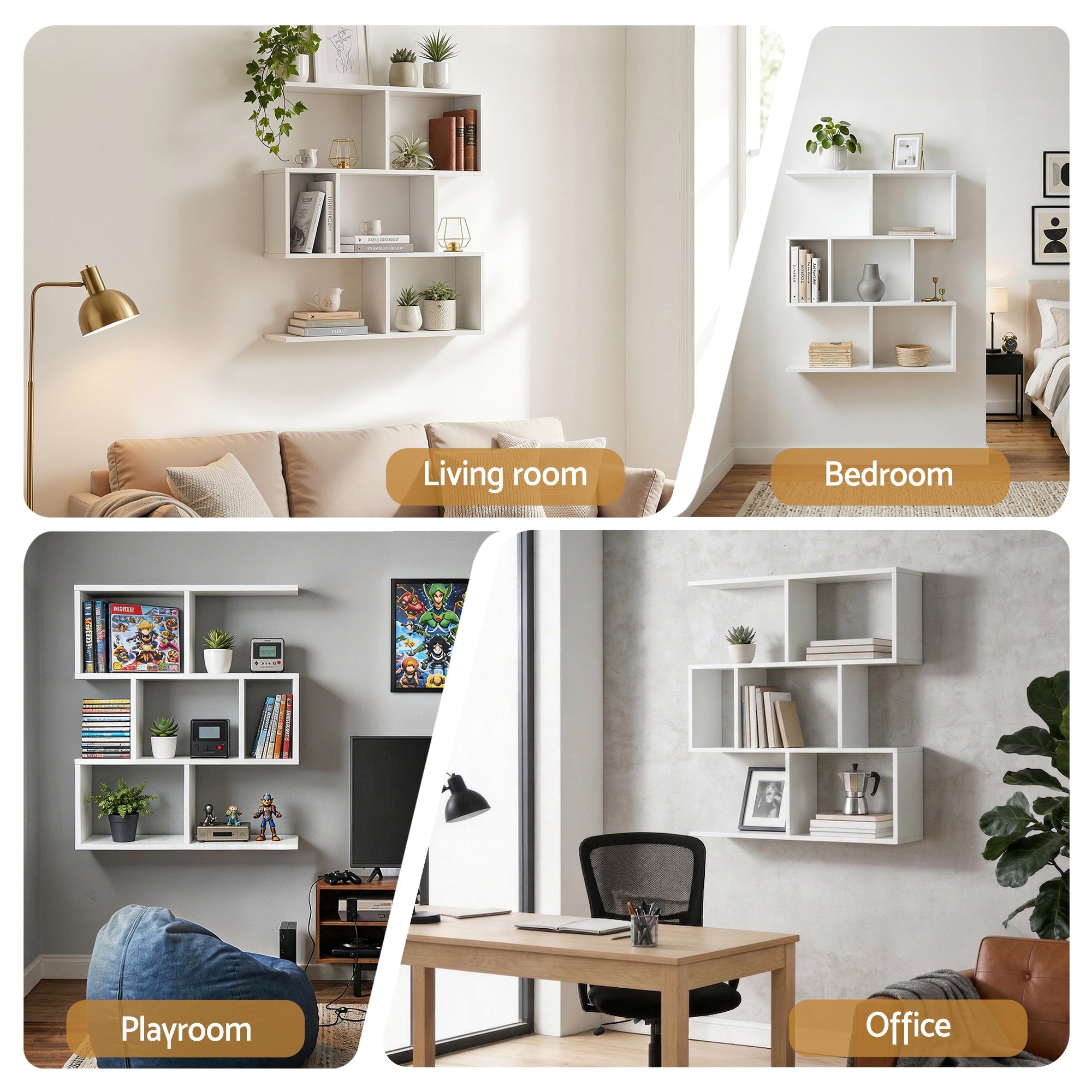 Floating Wall Shelf Bookshelf 3 - Tier Display Storage Organiser White - Furniture > Living Room > Bookcases & Shelves - Rivercity House & Home Co. (ABN 18 642 972 209) - Affordable Modern Furniture Australia