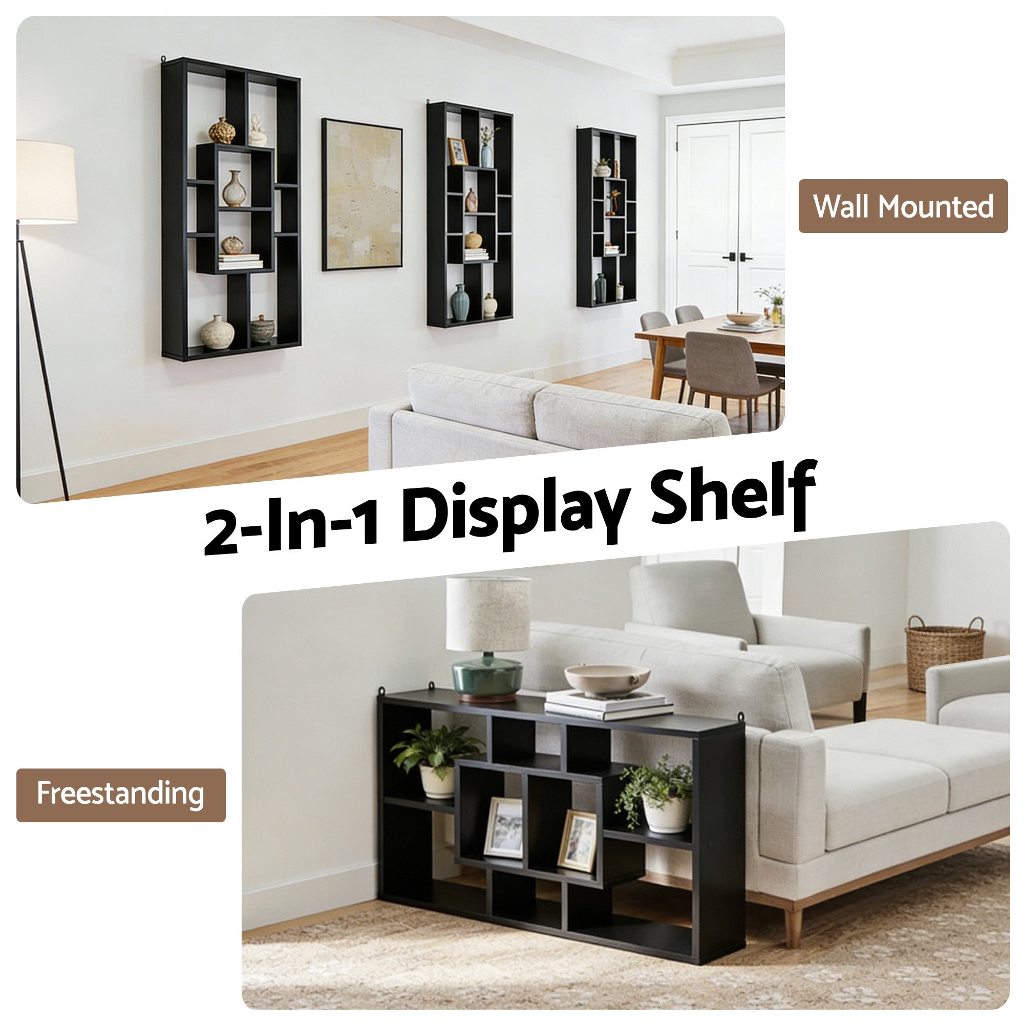 Floating Wall Shelves Bookshelf Black - Furniture > Living Room > Bookcases & Shelves - Rivercity House & Home Co. (ABN 18 642 972 209) - Affordable Modern Furniture Australia