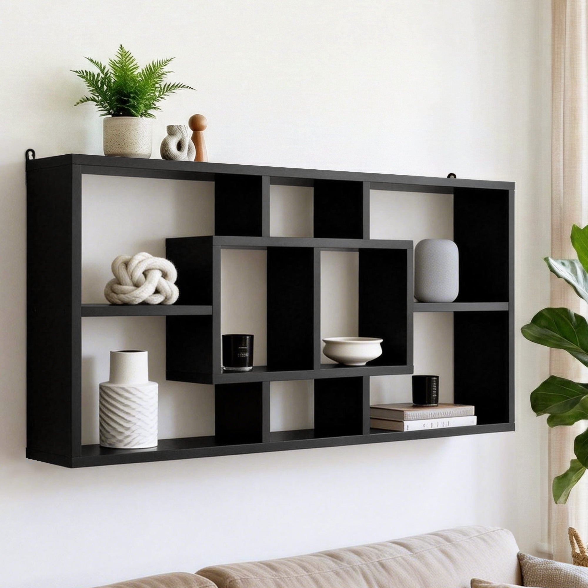 Floating Wall Shelves Bookshelf Black - Furniture > Living Room > Bookcases & Shelves - Rivercity House & Home Co. (ABN 18 642 972 209) - Affordable Modern Furniture Australia