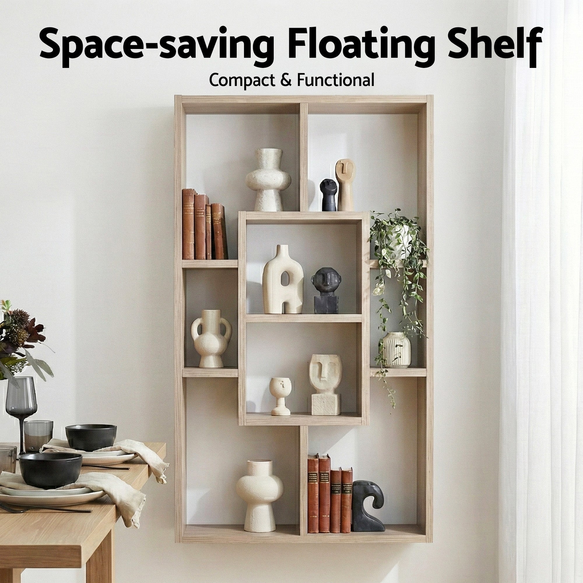 Floating Wall Shelves Bookshelf Wood - Furniture > Living Room > Bookcases & Shelves - Rivercity House & Home Co. (ABN 18 642 972 209) - Affordable Modern Furniture Australia