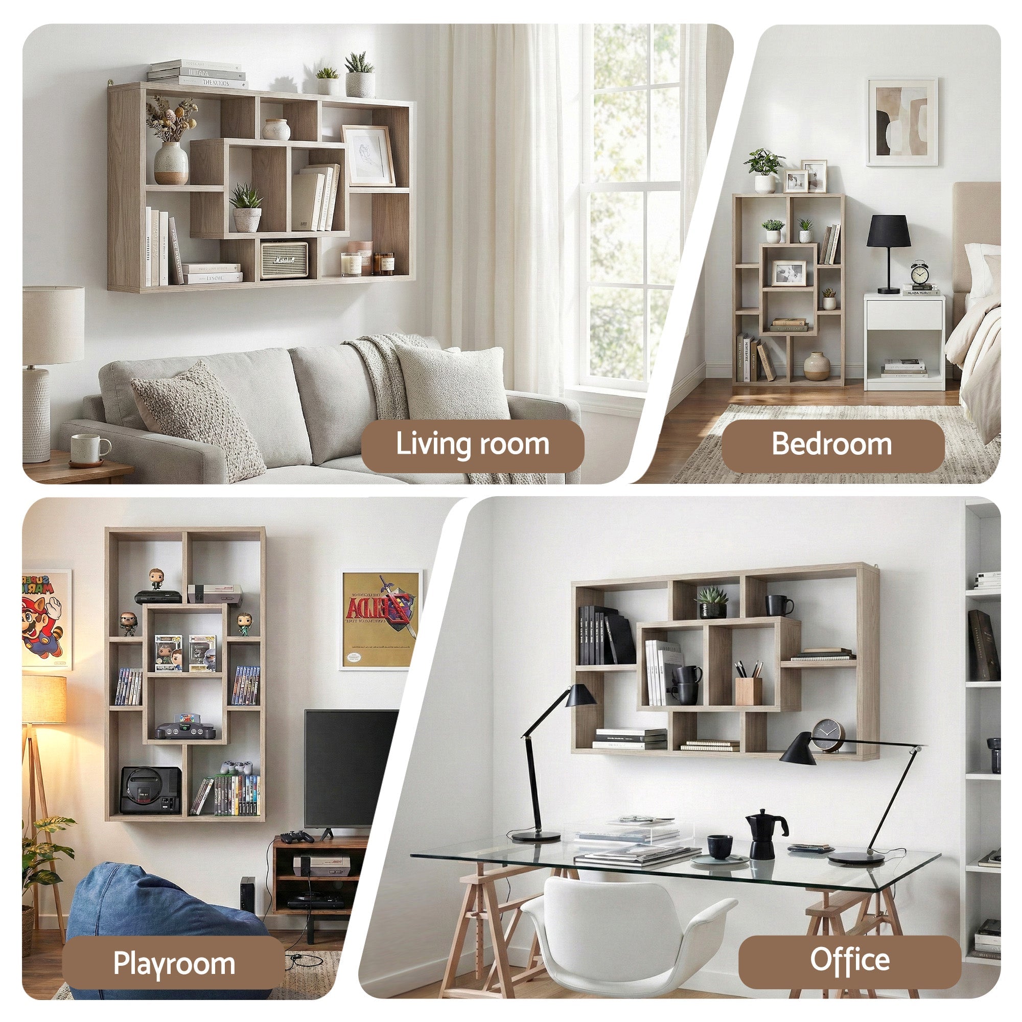 Floating Wall Shelves Bookshelf Wood - Furniture > Living Room > Bookcases & Shelves - Rivercity House & Home Co. (ABN 18 642 972 209) - Affordable Modern Furniture Australia