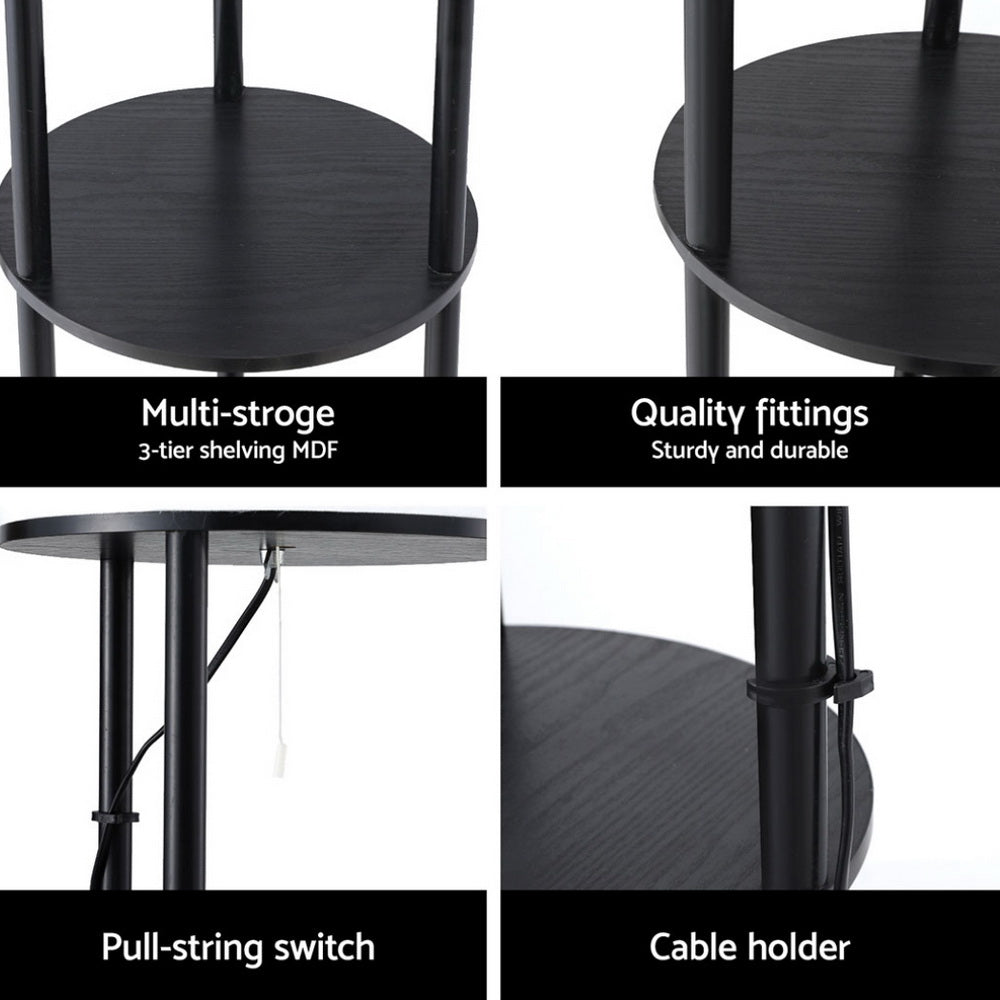 Floor Lamp 3 Tier Shelf Storage LED Light Stand Home Room Vintage Round - Home & Garden > Lighting > Floor Lamps - Rivercity House & Home Co. (ABN 18 642 972 209) - Affordable Modern Furniture Australia
