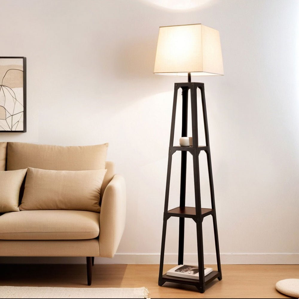 Floor Lamp 3 Tier Shelf Storage LED Light Stand Home Room Vintage White - Home & Garden > Lighting > Floor Lamps - Rivercity House & Home Co. (ABN 18 642 972 209) - Affordable Modern Furniture Australia