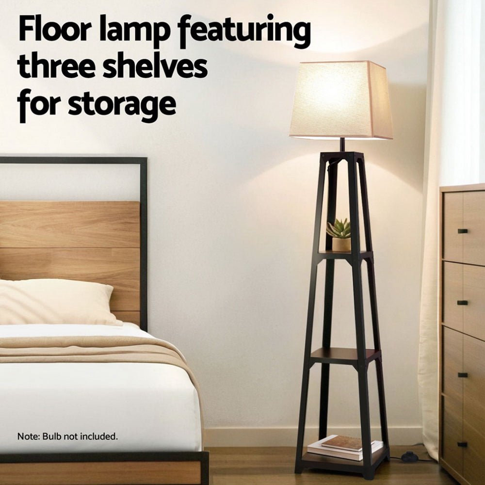 Floor Lamp 3 Tier Shelf Storage LED Light Stand Home Room Vintage White - Home & Garden > Lighting > Floor Lamps - Rivercity House & Home Co. (ABN 18 642 972 209) - Affordable Modern Furniture Australia