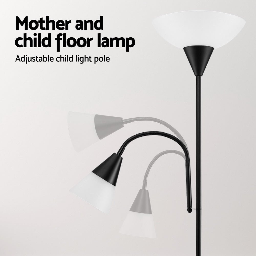 Floor Lamp Mother and Child Modern Home Living Room Office Reading Black - Home & Garden > Lighting > Floor Lamps - Rivercity House & Home Co. (ABN 18 642 972 209) - Affordable Modern Furniture Australia
