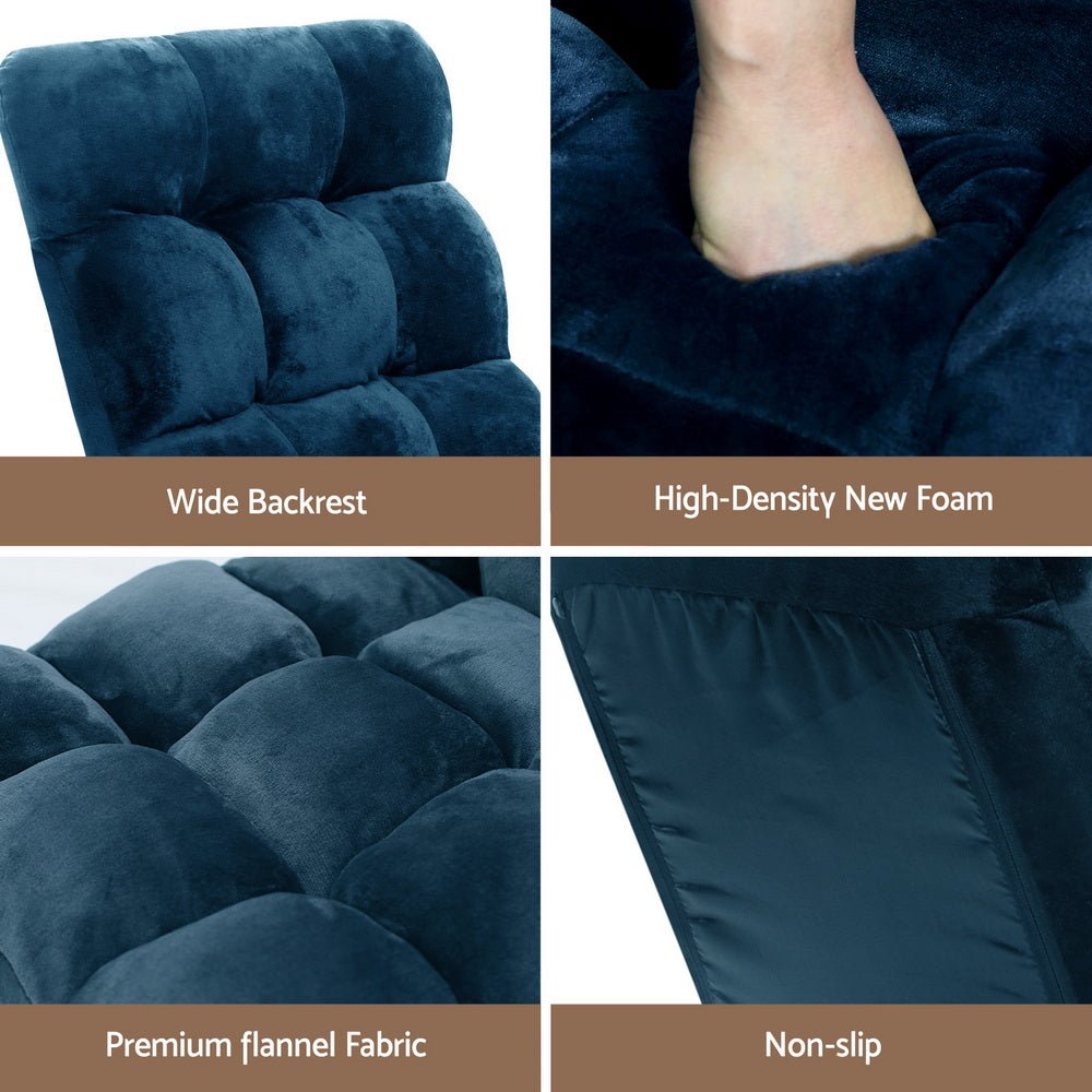 Floor Lounge Sofa Bed Flannel Fabric Navy - Furniture > Bar Stools & Chairs > Arm Chairs & Recliners - Rivercity House & Home Co. (ABN 18 642 972 209) - Affordable Modern Furniture Australia