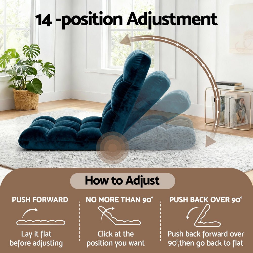 Floor Lounge Sofa Bed Flannel Fabric Navy - Furniture > Bar Stools & Chairs > Arm Chairs & Recliners - Rivercity House & Home Co. (ABN 18 642 972 209) - Affordable Modern Furniture Australia