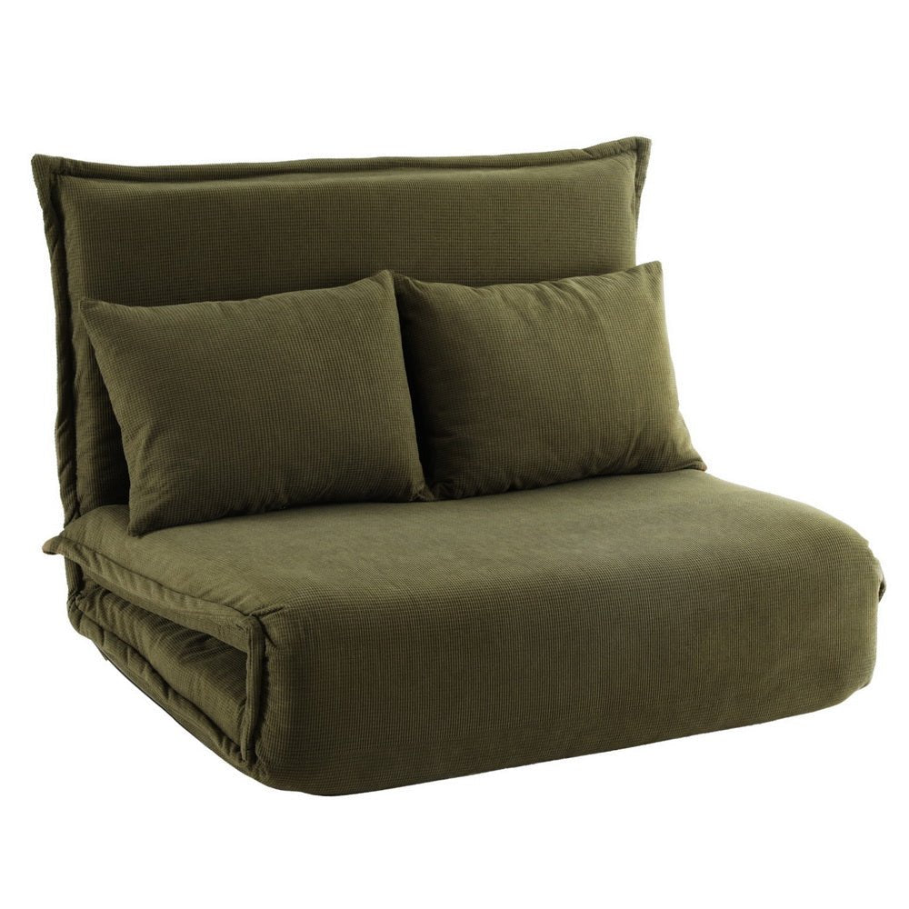 Floor Lounge Sofa Bed Foldable 2 Seater Green - Furniture > Bar Stools & Chairs > Arm Chairs & Recliners - Rivercity House & Home Co. (ABN 18 642 972 209) - Affordable Modern Furniture Australia