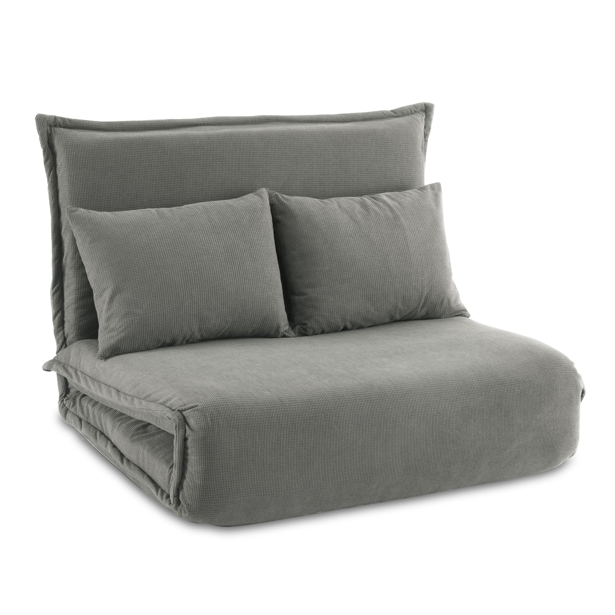 Floor Lounge Sofa Bed Foldable 2 Seater Grey - Furniture > Bar Stools & Chairs > Arm Chairs & Recliners - Rivercity House & Home Co. (ABN 18 642 972 209) - Affordable Modern Furniture Australia