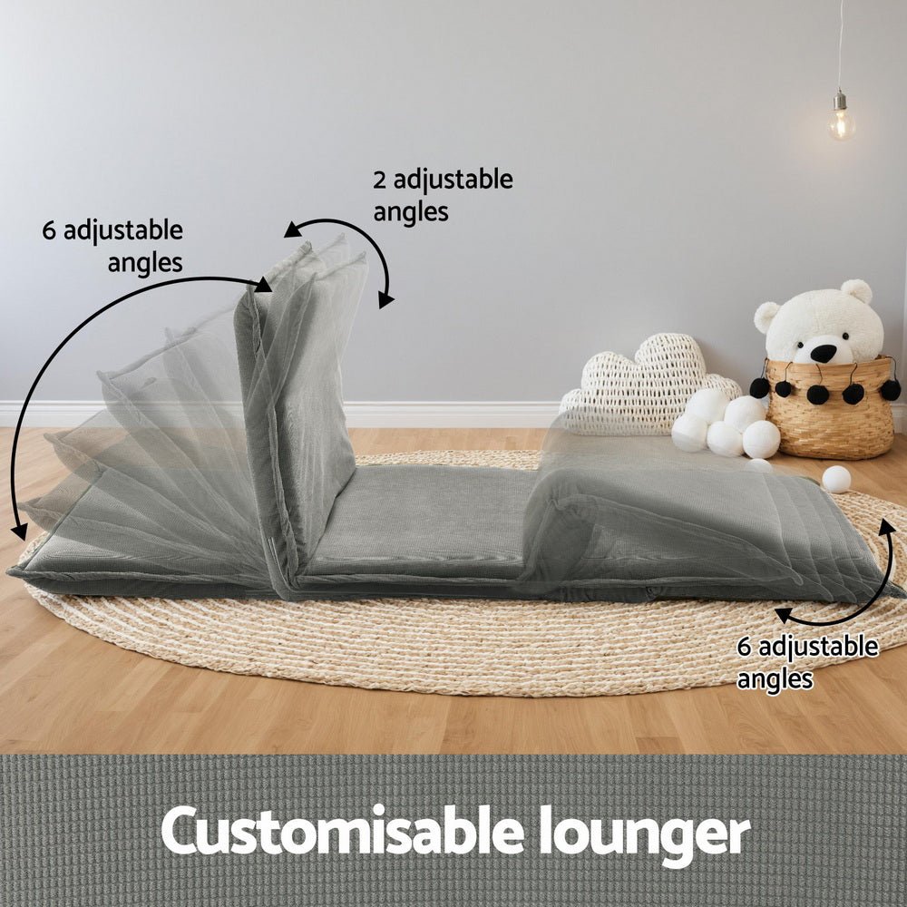 Floor Lounge Sofa Bed Foldable 2 Seater Grey - Furniture > Bar Stools & Chairs > Arm Chairs & Recliners - Rivercity House & Home Co. (ABN 18 642 972 209) - Affordable Modern Furniture Australia