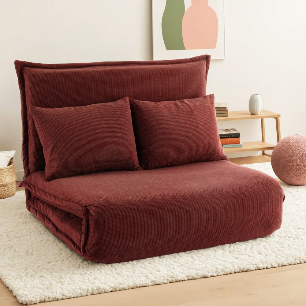 Floor Lounge Sofa Bed Foldable 2 Seater Orange - Furniture > Bar Stools & Chairs > Arm Chairs & Recliners - Rivercity House & Home Co. (ABN 18 642 972 209) - Affordable Modern Furniture Australia