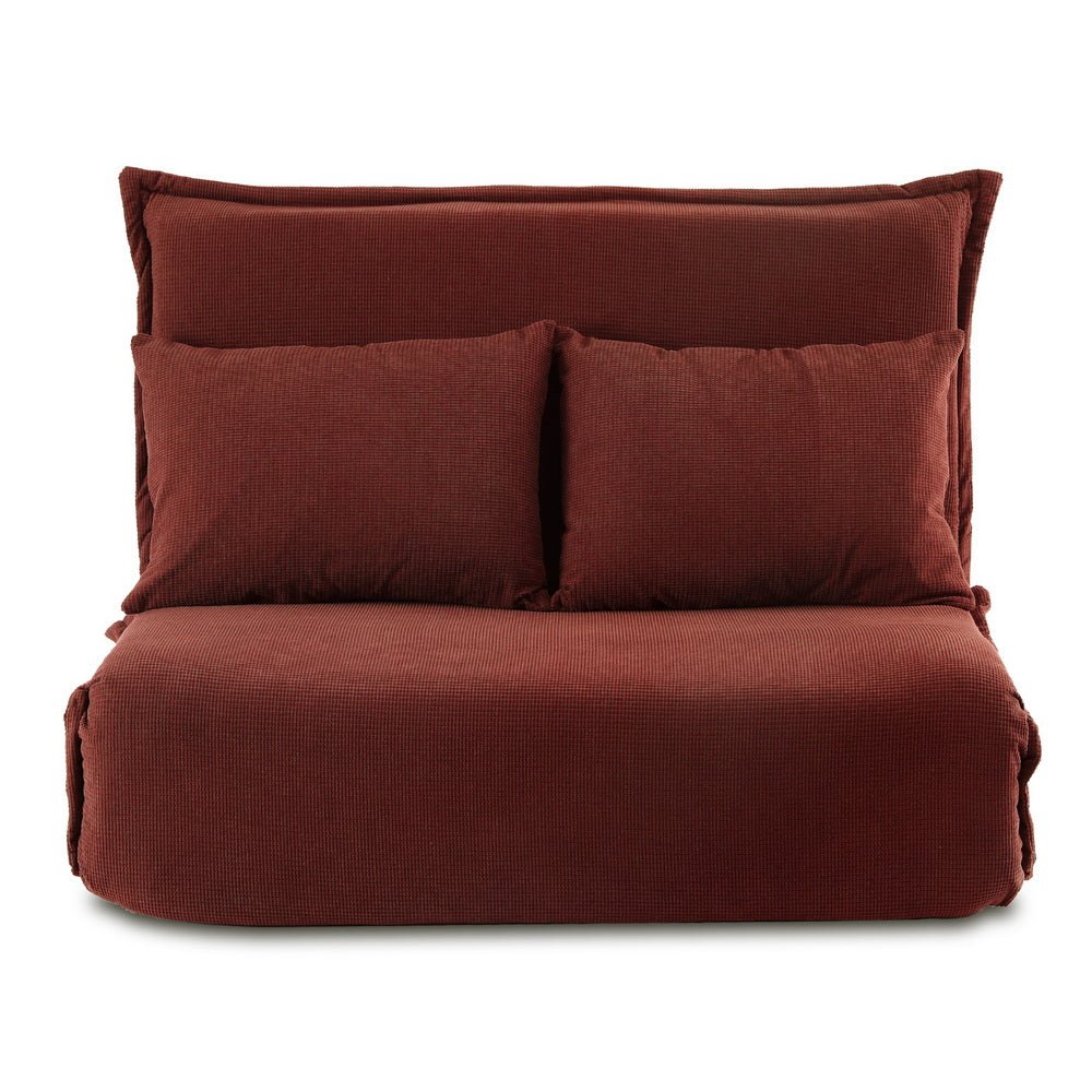 Floor Lounge Sofa Bed Foldable 2 Seater Orange - Furniture > Bar Stools & Chairs > Arm Chairs & Recliners - Rivercity House & Home Co. (ABN 18 642 972 209) - Affordable Modern Furniture Australia