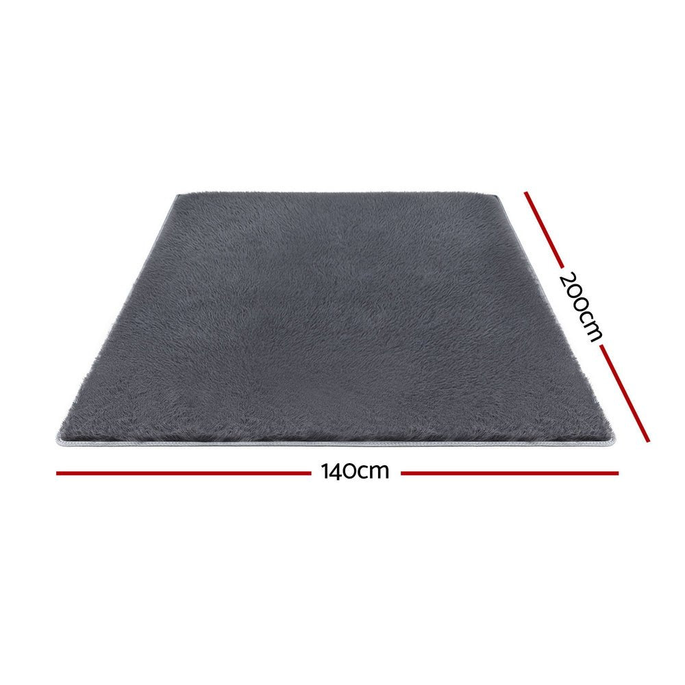 Floor Rug 140x200cm Plush Area Shaggy Rug Living Room Bedroom Carpet Grey - Home & Garden > Rugs > Floor Rugs - Rivercity House & Home Co. (ABN 18 642 972 209) - Affordable Modern Furniture Australia
