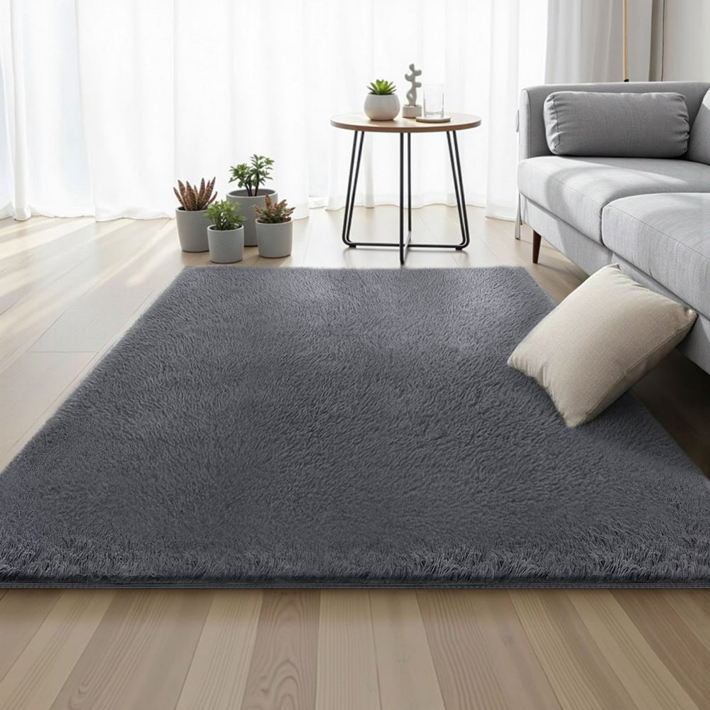 Floor Rug 140x200cm Plush Area Shaggy Rug Living Room Bedroom Carpet Grey - Home & Garden > Rugs > Floor Rugs - Rivercity House & Home Co. (ABN 18 642 972 209) - Affordable Modern Furniture Australia