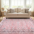 Vintage Floral Washable Floor Rug 160x230cm Large Area Carpet - Soft Palette
