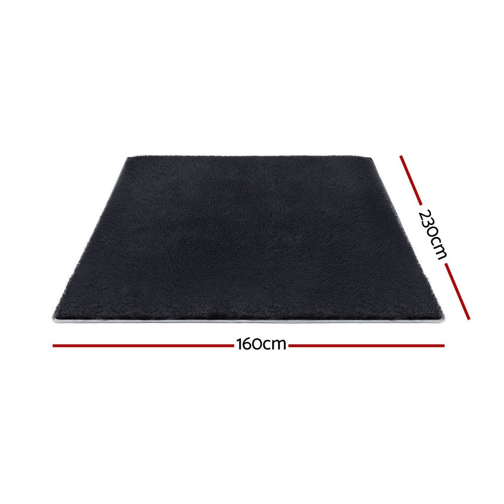 Floor Rug 160x230cm Plush Area Shaggy Rug Living Room Bedroom Carpet Black - Home & Garden > Rugs > Floor Rugs - Rivercity House & Home Co. (ABN 18 642 972 209) - Affordable Modern Furniture Australia