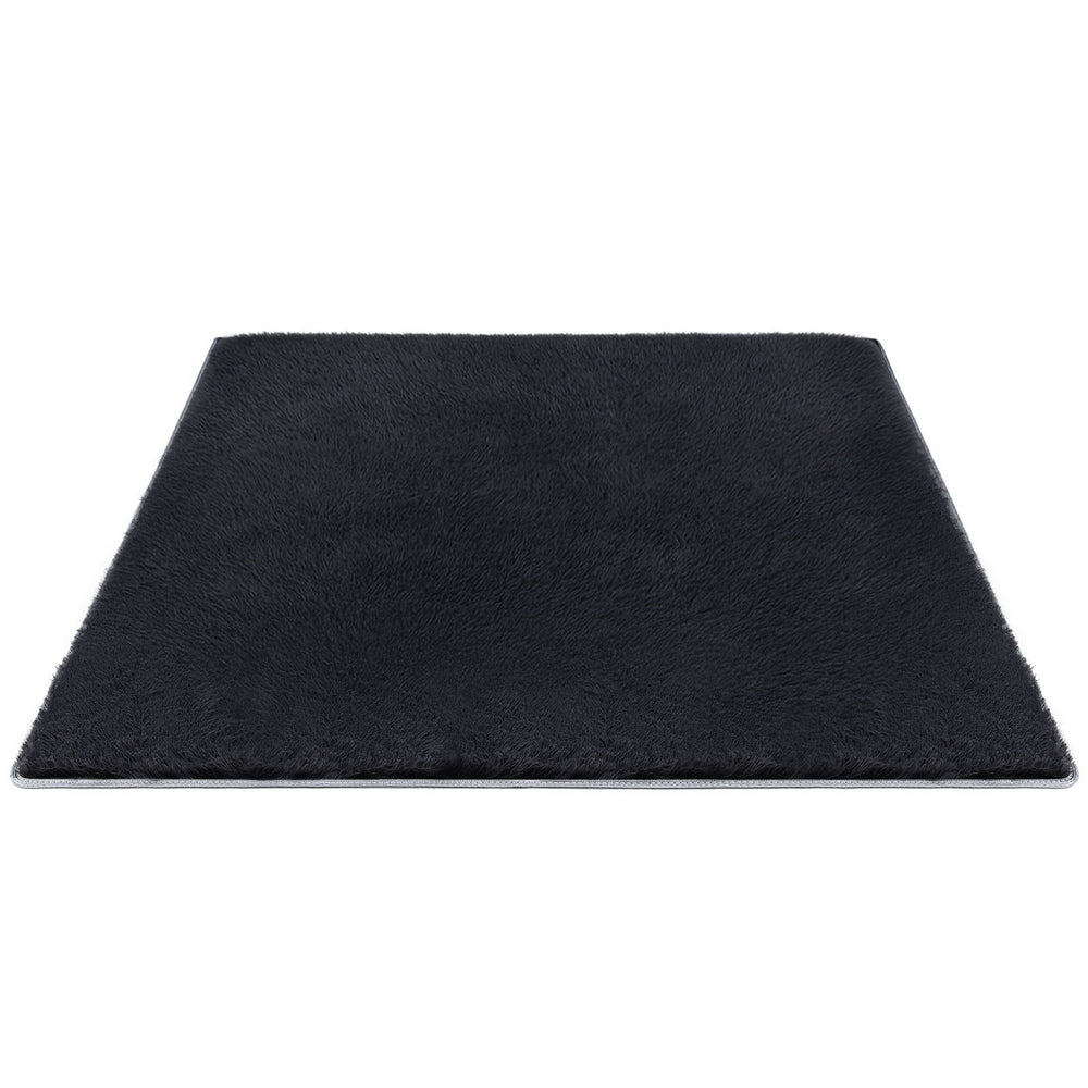 Floor Rug 160x230cm Plush Area Shaggy Rug Living Room Bedroom Carpet Black - Home & Garden > Rugs > Floor Rugs - Rivercity House & Home Co. (ABN 18 642 972 209) - Affordable Modern Furniture Australia