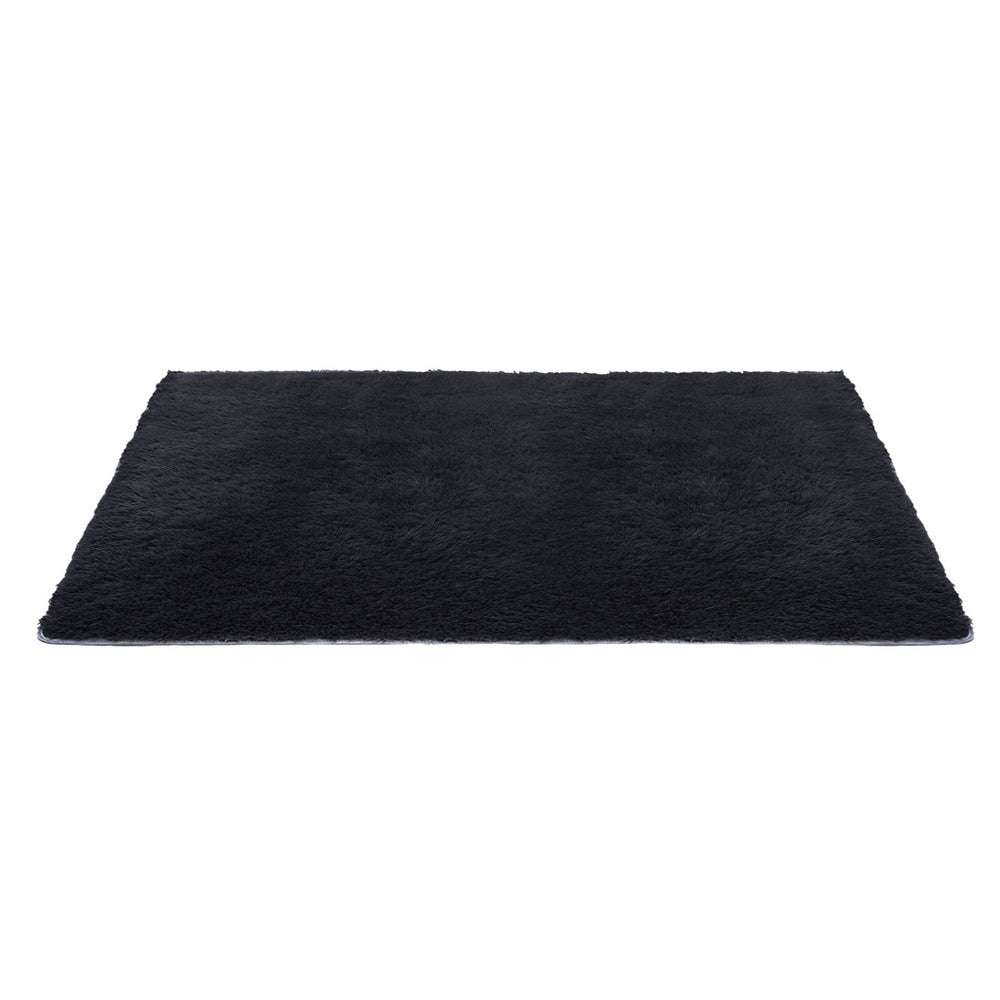 Floor Rug 160x230cm Plush Area Shaggy Rug Living Room Bedroom Carpet Black - Home & Garden > Rugs > Floor Rugs - Rivercity House & Home Co. (ABN 18 642 972 209) - Affordable Modern Furniture Australia