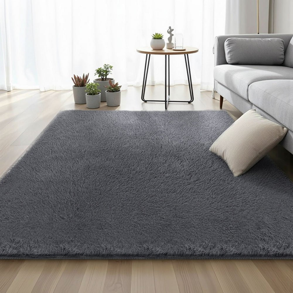 Floor Rug 160x230cm Plush Area Shaggy Rug Living Room Bedroom Carpet Grey - Home & Garden > Rugs > Floor Rugs - Rivercity House & Home Co. (ABN 18 642 972 209) - Affordable Modern Furniture Australia