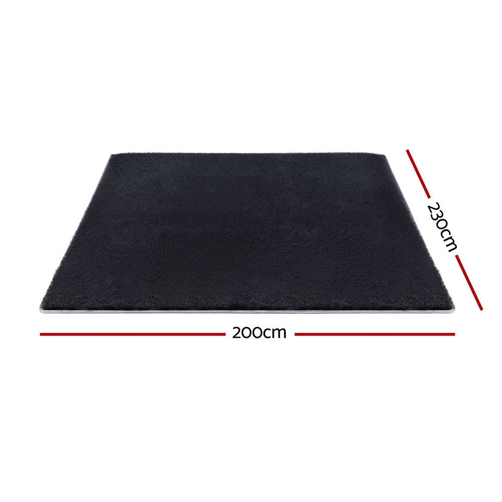 Floor Rug 200x230cm Plush Area Shaggy Rug Living Room Bedroom Carpet Black - Home & Garden > Rugs > Floor Rugs - Rivercity House & Home Co. (ABN 18 642 972 209) - Affordable Modern Furniture Australia