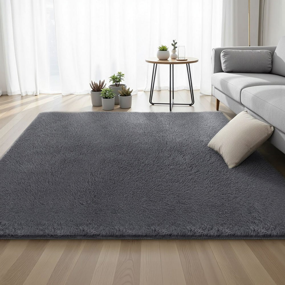 Floor Rug 200x230cm Plush Area Shaggy Rug Living Room Bedroom Carpet Grey - Home & Garden > Rugs > Floor Rugs - Rivercity House & Home Co. (ABN 18 642 972 209) - Affordable Modern Furniture Australia