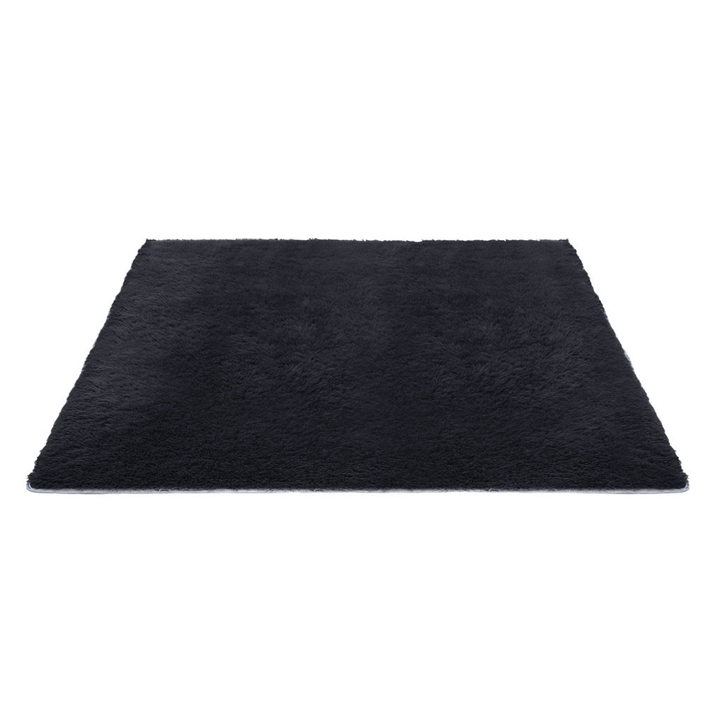 Floor Rug 200x290cm Plush Area Shaggy Rug Living Room Bedroom Carpet Black - Home & Garden > Rugs > Floor Rugs - Rivercity House & Home Co. (ABN 18 642 972 209) - Affordable Modern Furniture Australia