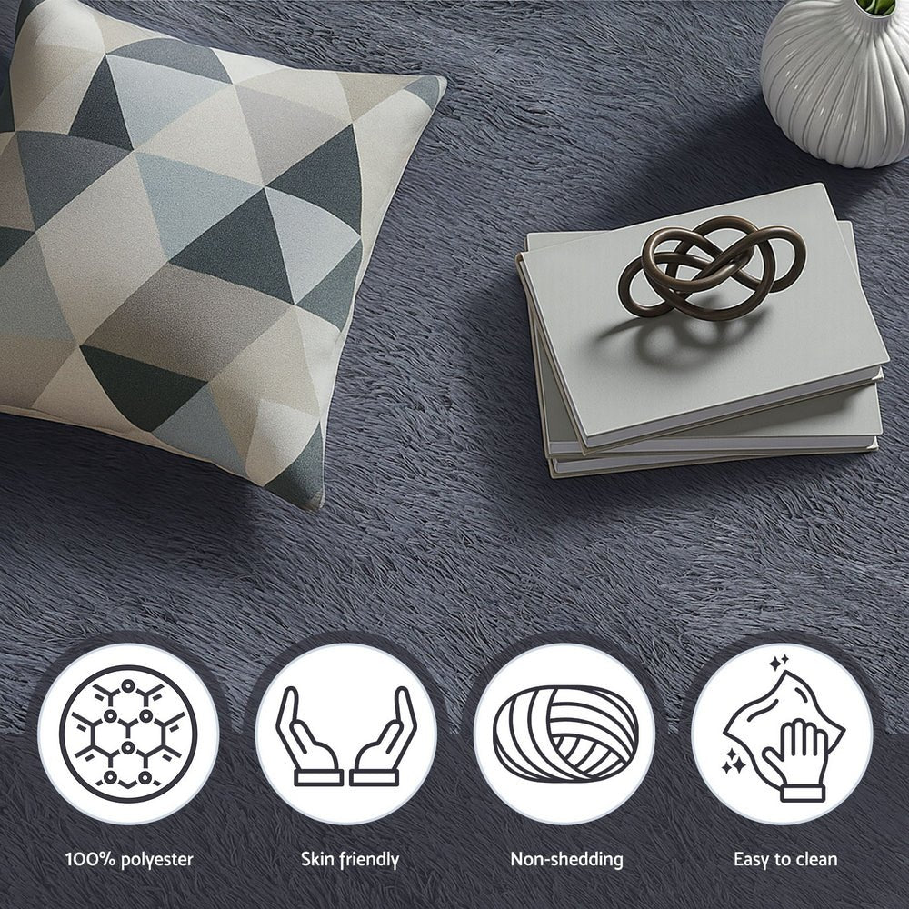 Floor Rug 200x290cm Plush Area Shaggy Rug Living Room Bedroom Carpet Grey - Home & Garden > Rugs > Floor Rugs - Rivercity House & Home Co. (ABN 18 642 972 209) - Affordable Modern Furniture Australia
