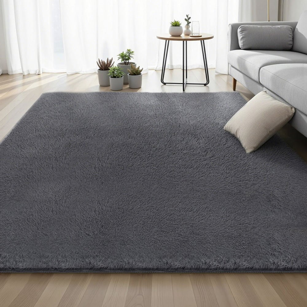 Floor Rug 200x290cm Plush Area Shaggy Rug Living Room Bedroom Carpet Grey - Home & Garden > Rugs > Floor Rugs - Rivercity House & Home Co. (ABN 18 642 972 209) - Affordable Modern Furniture Australia