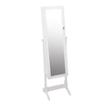 Floor Standing Mirror Jewellery and Makeup Cabinet with Drawers and Shelves - White