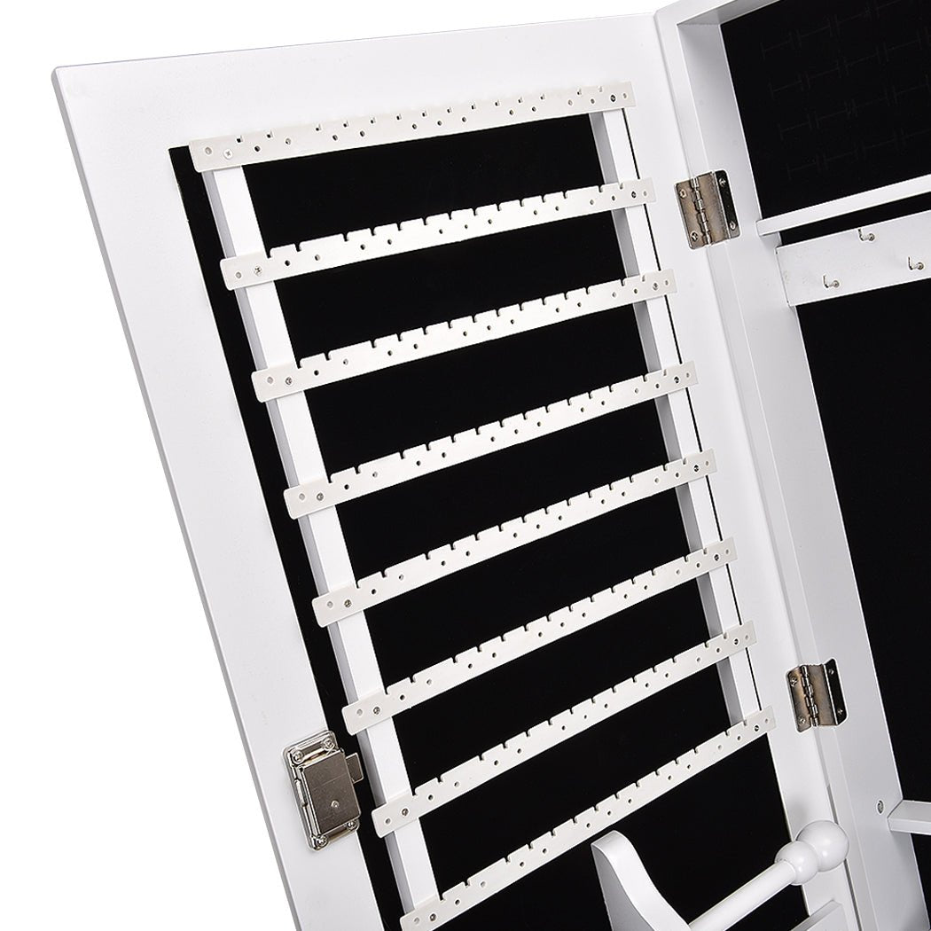 Floor Standing Mirror Jewellery and Makeup Cabinet with Drawers and Shelves - White - Rivercity House & Home Co. (ABN 18 642 972 209) - Affordable Modern Furniture Australia