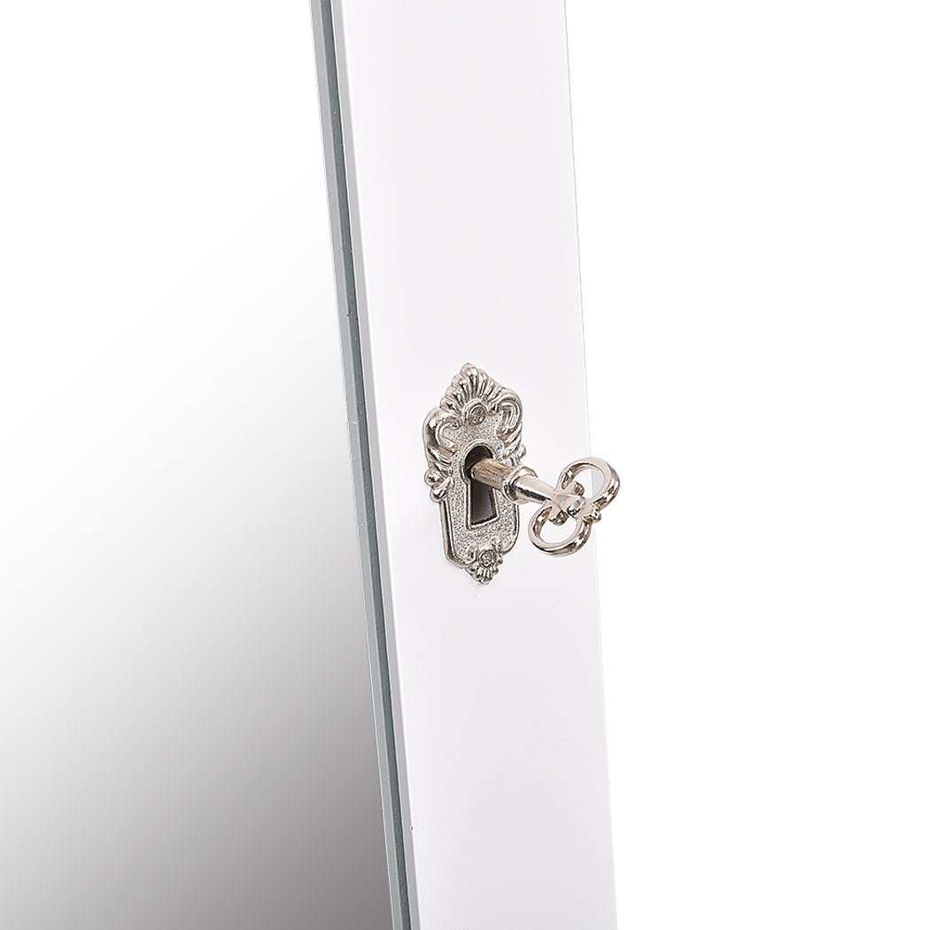 Floor Standing Mirror Jewellery and Makeup Cabinet with Drawers and Shelves - White - Rivercity House & Home Co. (ABN 18 642 972 209) - Affordable Modern Furniture Australia