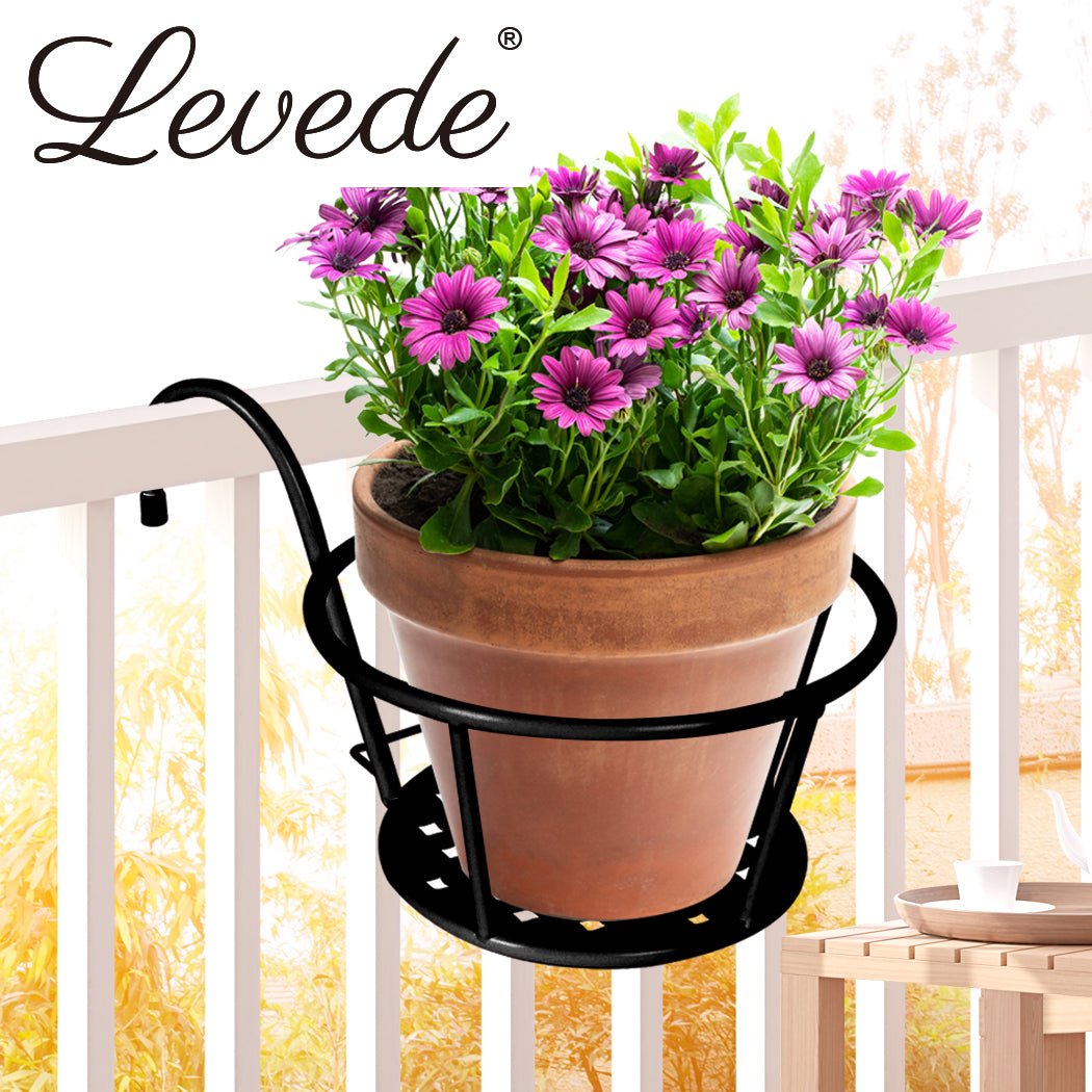 Flower Holder Plant Stand Steel Hook - On Pot Basket - Black - Rivercity House & Home Co. (ABN 18 642 972 209) - Affordable Modern Furniture Australia