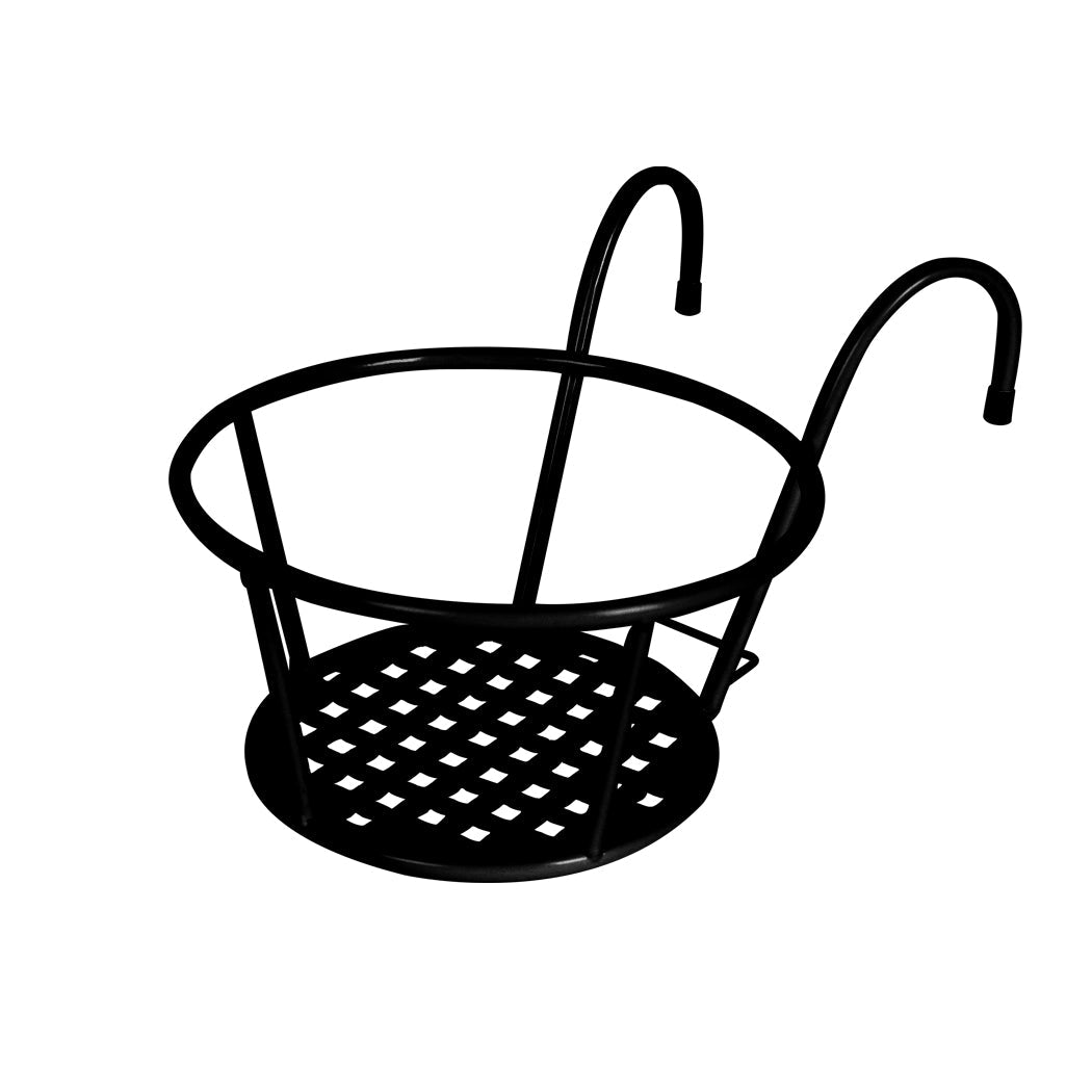 Flower Holder Plant Stand Steel Hook - On Pot Basket - Black - Rivercity House & Home Co. (ABN 18 642 972 209) - Affordable Modern Furniture Australia