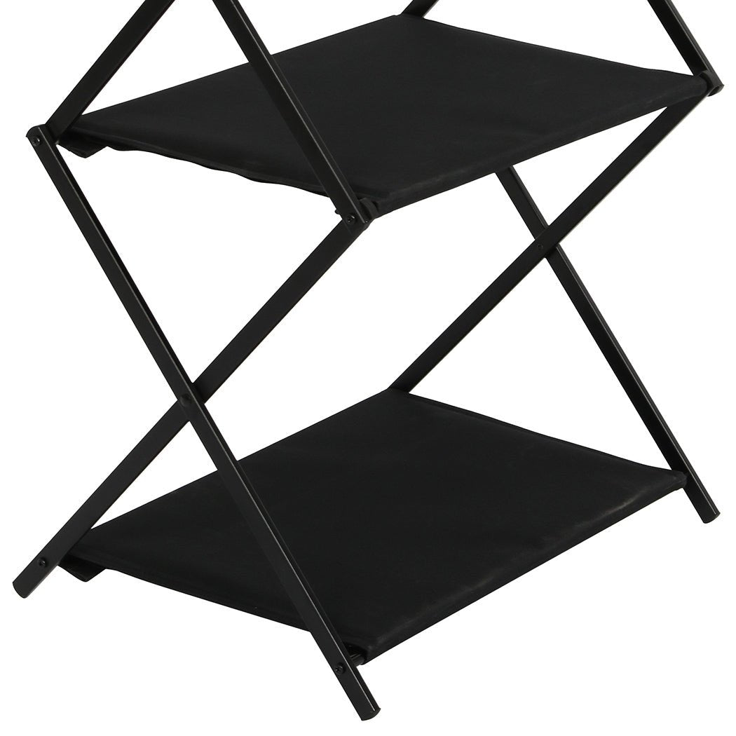 Foldable 2 - Layer Camping Storage Shelves with Hooks - Black - Rivercity House & Home Co. (ABN 18 642 972 209) - Affordable Modern Furniture Australia