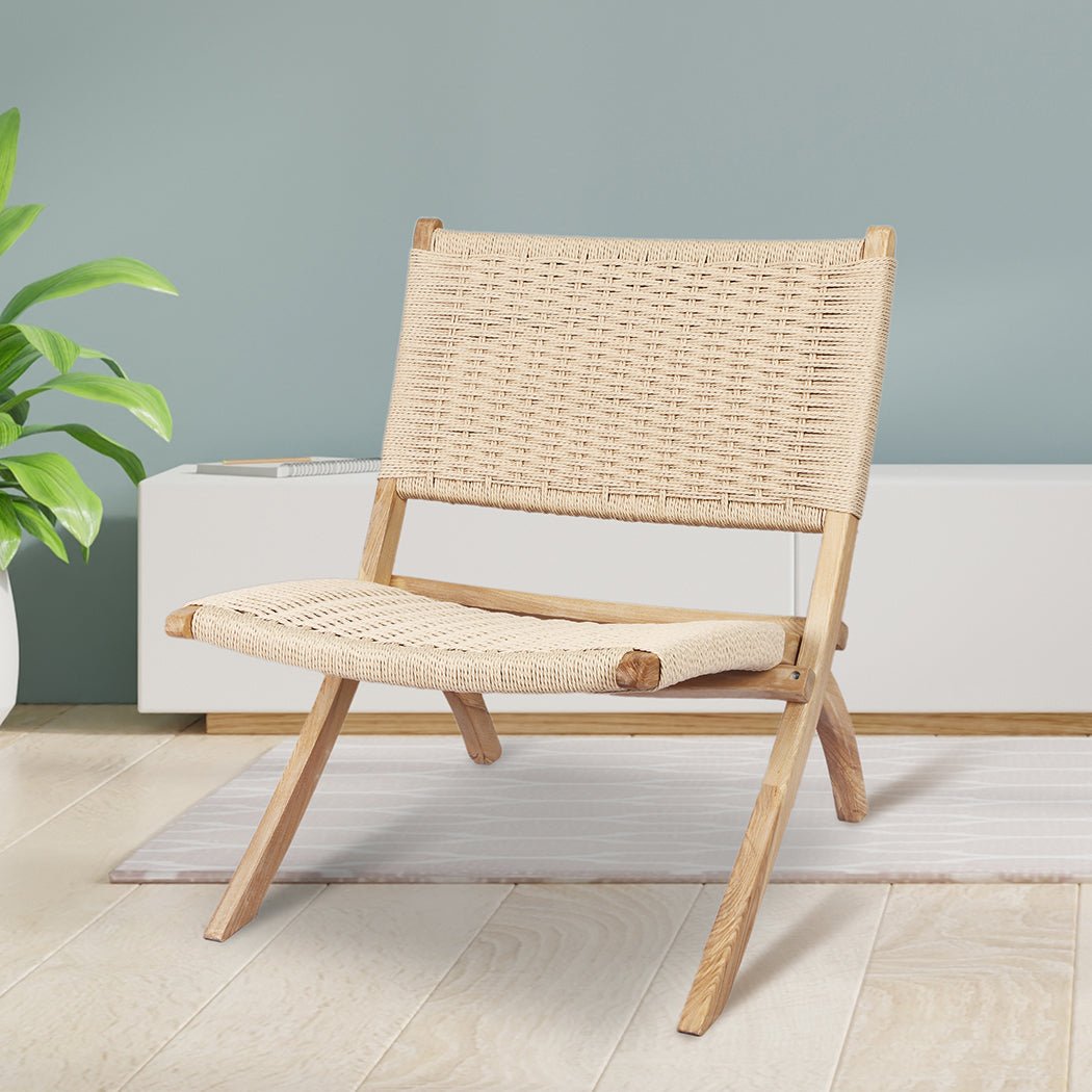 Foldable Accent Recliner Chair - Natural - Rivercity House & Home Co. (ABN 18 642 972 209) - Affordable Modern Furniture Australia